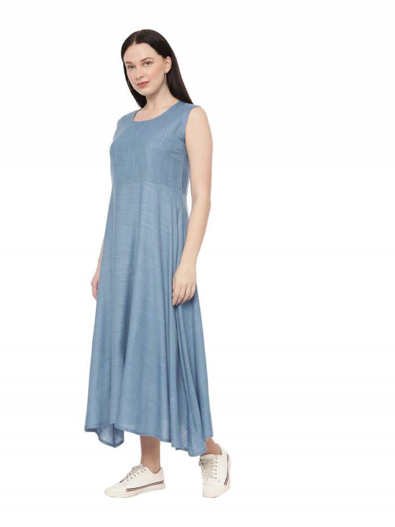 Pavisa Women Layered Dress with Light Blue Short Jacket - Image 2
