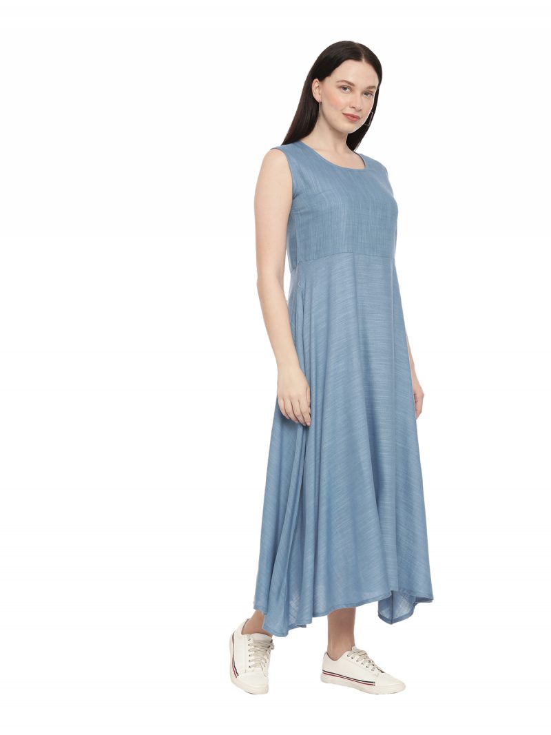 Pavisa Women Layered Dress with Light Blue Short Jacket - Image 4