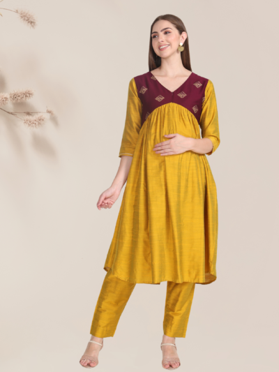 Pavisa Women's cotton silk Maternity/ Feeding dress for pre & post pregnancy